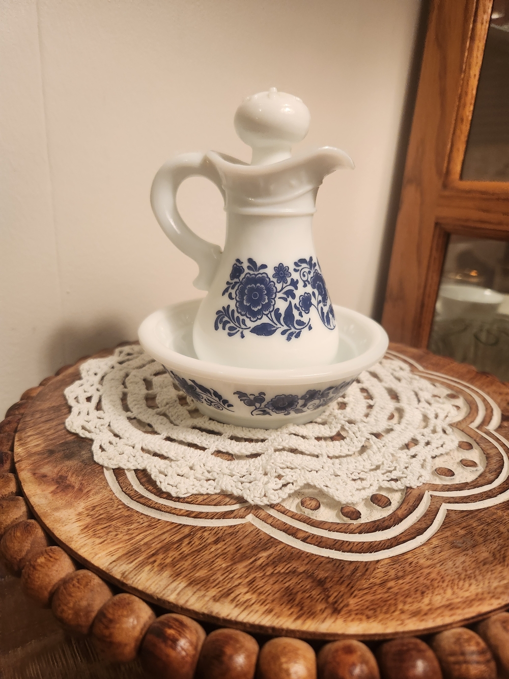 Avon Skin-So-Soft  Milk Glass Pitcher And Water Basin  Empty Bottle